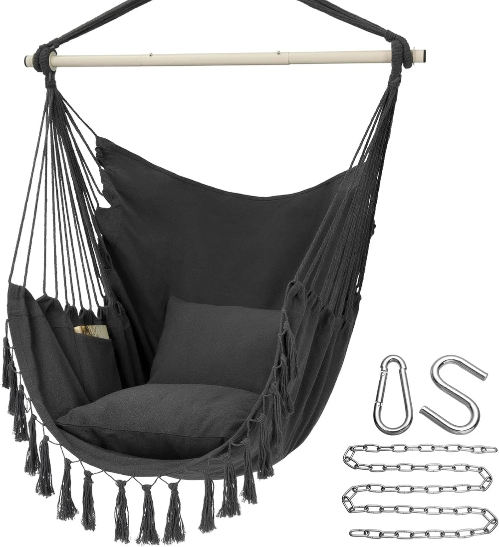 Dark Grey Macrame Hammock Chair