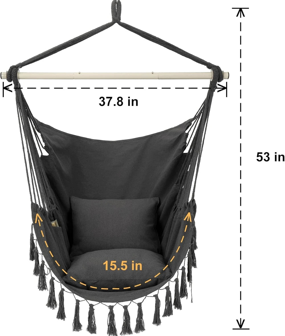 Dark Grey Macrame Hammock Chair