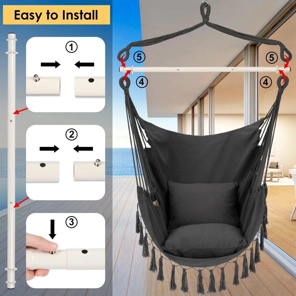 Dark Grey Macrame Hammock Chair