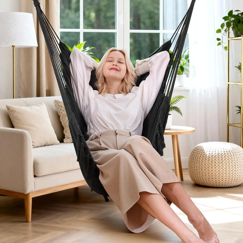 Dark Grey Macrame Hammock Chair