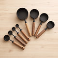 The Measure Set — Black Stainless Steel with Walnut Handles