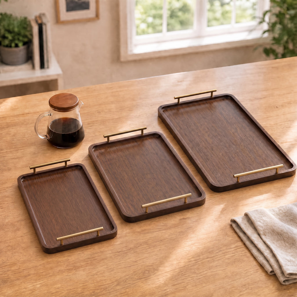 The Tray — Solid Bamboo with Brass Handles