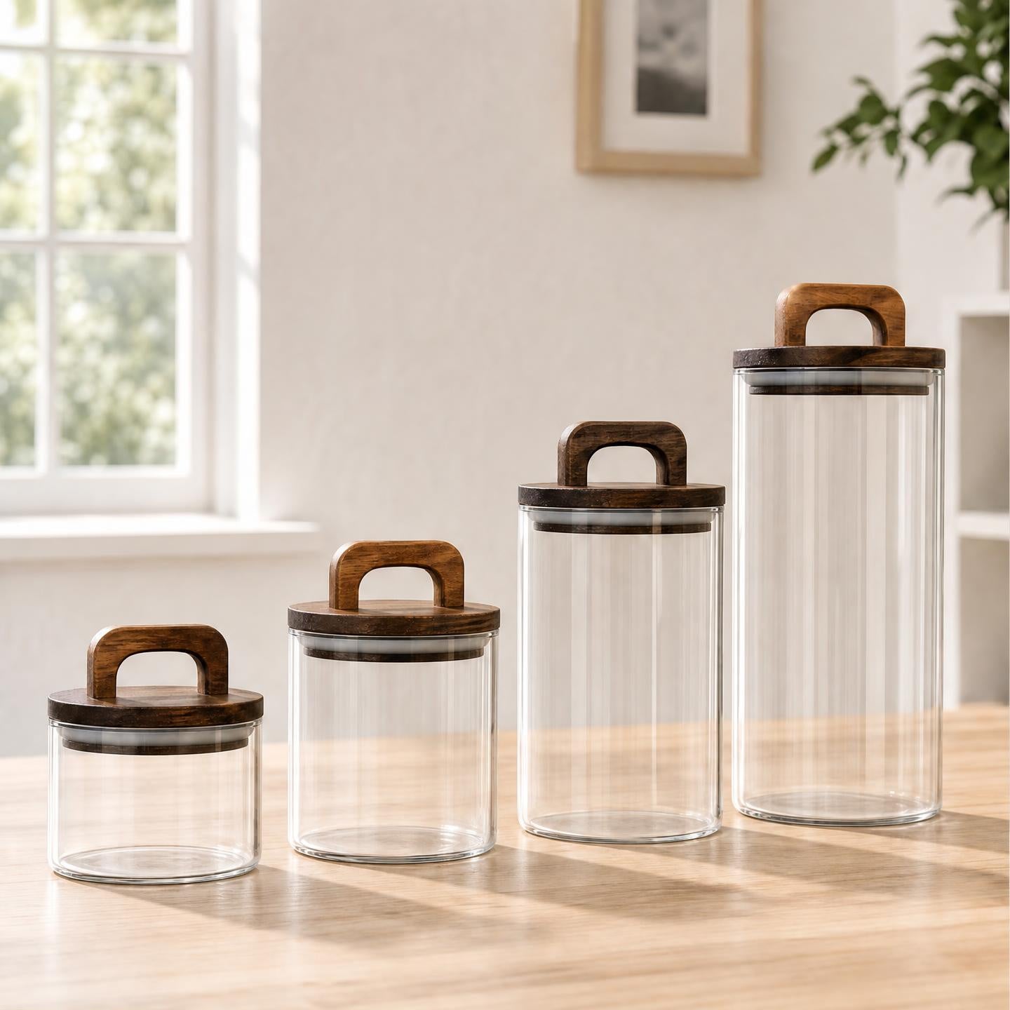 The Pantry Jar — Sealed Glass Storage with Walnut Lid