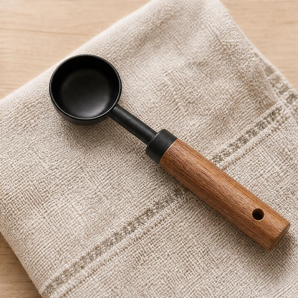 The Measure Set — Black Stainless Steel with Walnut Handles