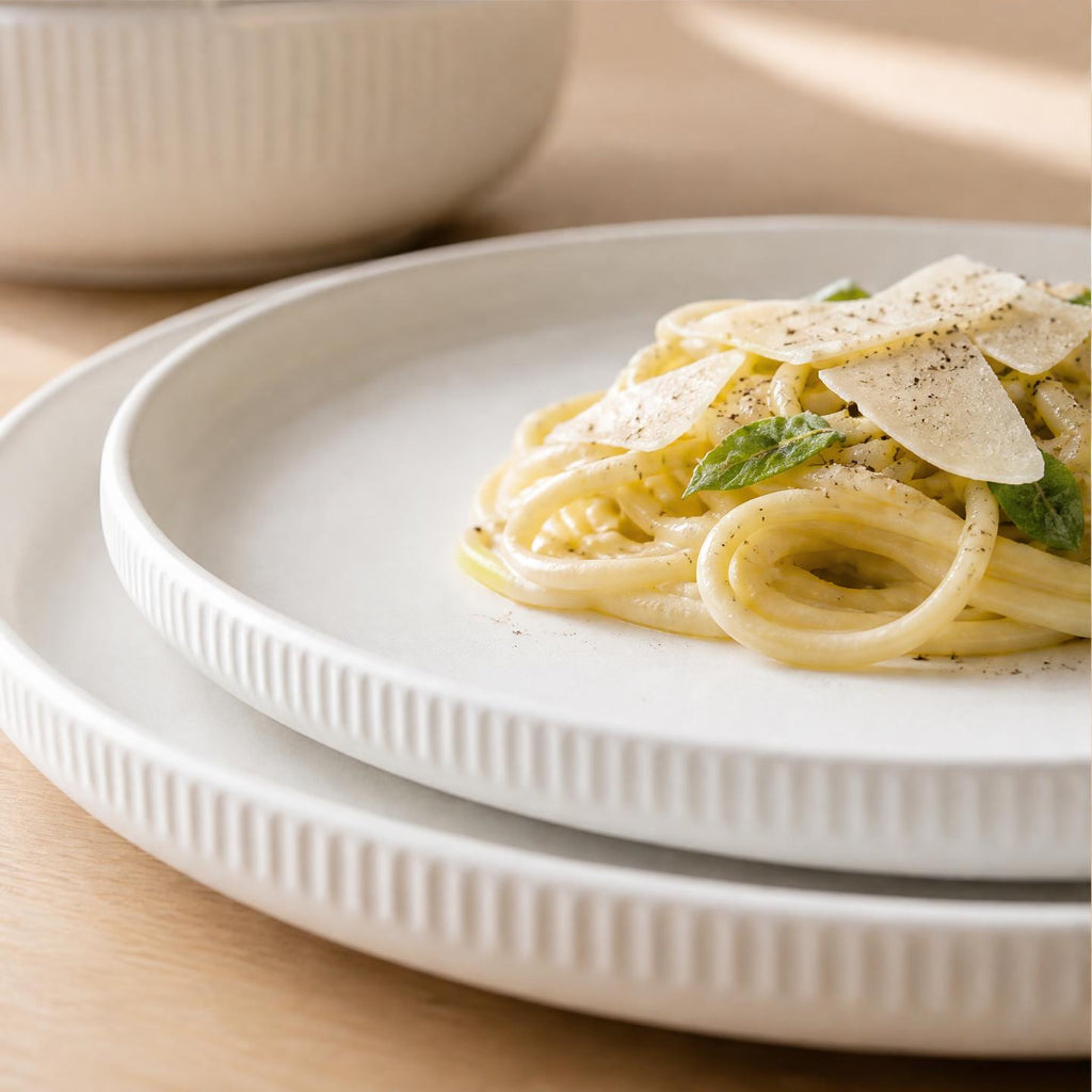 The Dinner Set — Ribbed Stoneware Collection