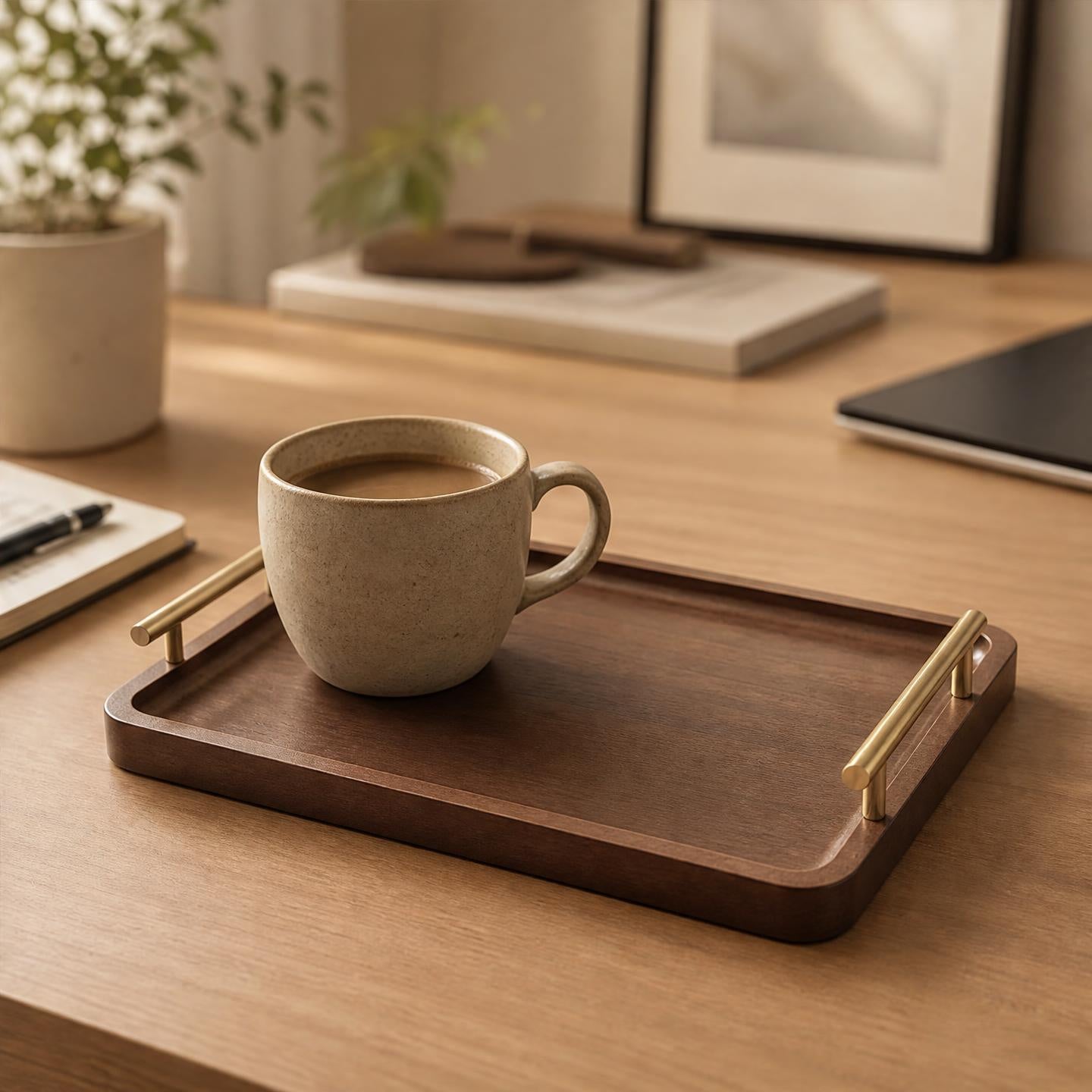 The Tray — Solid Bamboo with Brass Handles