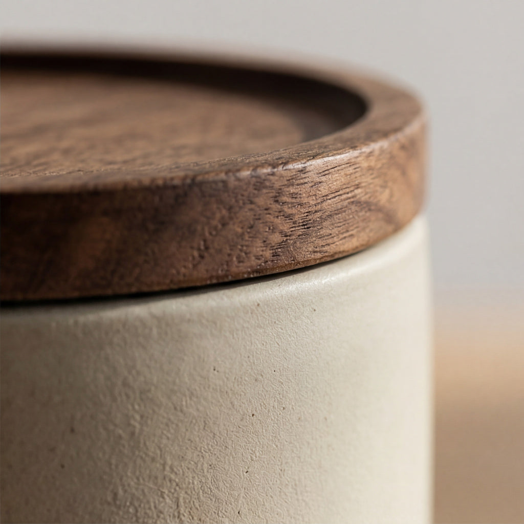 The Canister — Matte Ceramic Storage with Wooden Lid